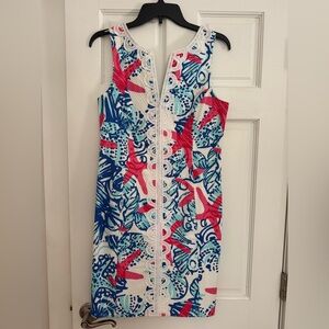 Lilly Pulitzer White, Blue & Pink Printed Midi Dress